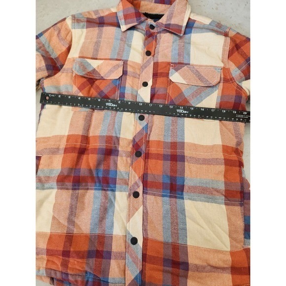 Men's buffalo plaid coat shacket. Orange, blue Size Small - Picture 11 of 11